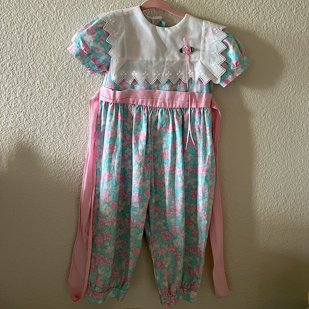 Vintage 80’s Floral Toddler Girl Romper 2T